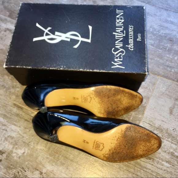 Yves Saint Laurent Black Patent Leather Heels 8M - Picture 6 of 8